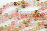 Strawberry Quartz, High Quality in Smooth Round-6mm, 8mm, 10mm, 12mm- Wholesale Bulk or Single Strand! AAA Quality Gemstone Beads