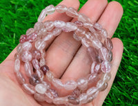 Strawberry Quartz Stretchy String Oval Bracelet Natural Crystal Gemstone Bracelets - Gemstone Nugget Bracelets Handmade Jewelry Bracelet