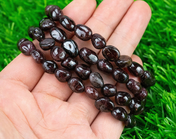 Red Garnet Stretchy String Oval Bracelet Natural Crystal Gemstone Crystal Bracelets - Gemstone Nugget Bracelets Handmade Jewelry Bracelet