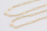 18K Gold Paperclip Chain 4x12mm Triangular Wire Oval Rectangle Paper Clip Chain - 1 yard / 3 feet