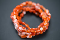 Carnelian Tumbled Gemstone Bracelet Carnelian Bracelet Stretchy String Oval Bracelet Natural Gemstone Bracelets - Gemstone Nugget Bracelets