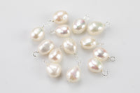 USA Sterling Silver Natural Pearl Charms Drop Pendant Handmade Approx. 8-9mm. Made with Natural Freshwater Pearl and 925 SS Wire Made in USA