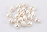 USA Sterling Silver Natural Pearl Charms Drop Pendant Handmade Approx. 8-9mm. Made with Natural Freshwater Pearl and 925 SS Wire Made in USA