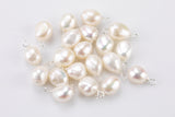 USA Sterling Silver Natural Pearl Charms Drop Pendant Handmade Approx. 8-9mm. Made with Natural Freshwater Pearl and 925 SS Wire Made in USA