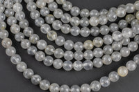 Natural Cloud Quartz - Gray Cloudy Quartz - Gray Quartz - High Quality - 6mm 8mm 10mm 12mm - Full Strand 15.5" - Gemstone Beads