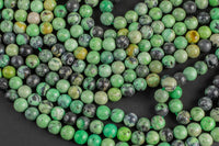 Natural Peruvian Turquoise Beads - Round - 6mm 8mm 10mm or 12mm - Full 15.5" inch strands Smooth Gemstone Beads