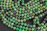 Natural Peruvian Turquoise Beads - Round - 6mm 8mm 10mm or 12mm - Full 15.5" inch strands Smooth Gemstone Beads