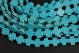 15mm Magnesite Turquoise Small Cross- Full 15 Inch Strand Gemstone Beads