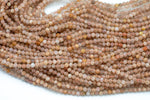 Natural Pink Sunstone Beads Full Strands-15.5 inches- 3-4mm - Nice Size Hole- Diamond Cutting, High Facets- Faceted Round