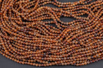 Micro Faceted Natural Red Orange Hessonite Garnet Round Beads 3mm Faceted Round Beads 15.5" Strand