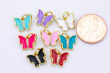 4 pcs Dainty Enamel Charm Butterfly Gold 14k Gold Charm- 12mm