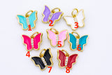 4 pcs Dainty Enamel Charm Butterfly Gold 14k Gold Charm- 12mm