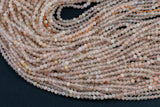 Pink Moonstone- Full Strands-15.5 inches-2-3mm- Nice Size Hole- Diamond Cutting,High Facets-Nice and Sparkly-Faceted Round