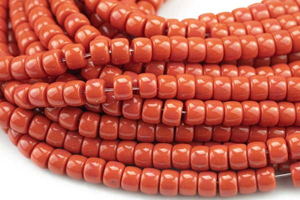 8mm Crystal Barrel -2 or 5 or 10 STRANDS- 16 Inch Strand- Coral