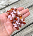 Rose Quartz and Carnelian Chip Bracelet Stretchy String Bracelet Natural Gemstone Bracelets Crystal Bracelet