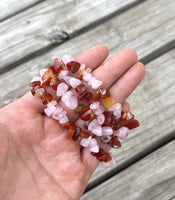 Rose Quartz and Carnelian Chip Bracelet Stretchy String Bracelet Natural Gemstone Bracelets Crystal Bracelet