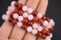 Carnelian Bracelet Rose Quartz 8mm Stretchy String Bracelet 8mm Natural Gemstone Bracelets Pre-charged Handmade Jewelry
