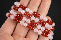 Carnelian Bracelet Rose Quartz 6mm Stretchy String Bracelet 6mm Natural Gemstone Bracelets Pre-charged Handmade Jewelry