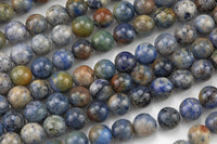 Natural Flower Sodalite Beads AAA Quality, High Quality in Round- 4mm, 6mm, 8mm, 10mm, 12mm- Full 15.5 Inch Strand- Smooth Gemstone Beads