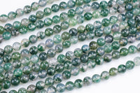 AAA Natural Green Moss Agate Round Beads 4mm Round Beads 6mm Round Beads 8mm Round Beads Green Gemstone High Polish Spheres 15.5" Strand
