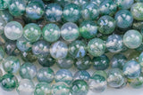 AAA Natural Green Moss Agate Round Beads 4mm Round Beads 6mm Round Beads 8mm Round Beads Green Gemstone High Polish Spheres 15.5" Strand