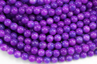 Deep Purple - JADE Smooth Round- 6mm 8mm 10mm 12mm-Full Strand 15.5 inch Strand AAA Quality