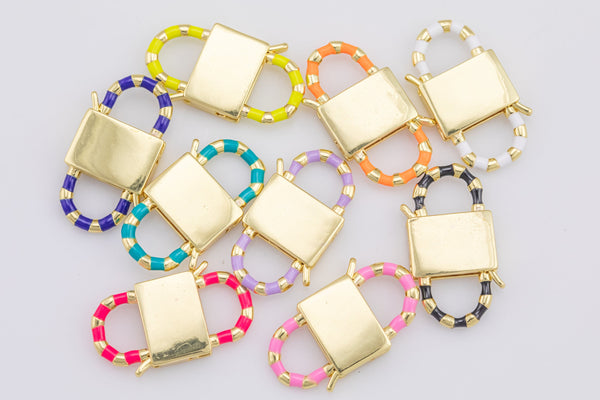 1 pc 14k Gold Clasp clicker Clasp, 14x26mm, Enamel double Clicker ends, Bracelet Necklace Clicker Connector