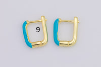 2 pcs 14k Gold Earrings Bold rectangle hoop earrings / minimalist earrings gift - Enamel- 14x18mm