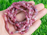 Pink Tourmaline Quartz Stretchy String Oval Bracelet Crystal Gemstone Bracelets - Gemstone Nugget Bracelets Handmade Jewelry Bracelet