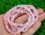 Rose Quartz Stretchy String Oval Bracelet Natural Gemstone Crystal Bracelets - Gemstone Nugget Bracelets Handmade Jewelry Bracelet