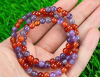 Amethyst Carnelian 6mm Stretchy String Bracelet 6mm Natural Gemstone Crystal Bracelets Handmade Jewelry Bracelet Crystal Bracelet