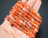 Carnelian Tumbled Gemstone Bracelet Carnelian Bracelet Stretchy String Oval Bracelet Natural Gemstone Bracelets - Gemstone Nugget Bracelets