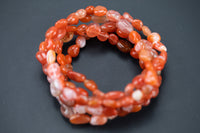 Carnelian Tumbled Gemstone Bracelet Carnelian Bracelet Stretchy String Oval Bracelet Natural Gemstone Bracelets - Gemstone Nugget Bracelets