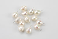 USA Sterling Silver Natural Pearl Charms Drop Pendant Handmade Approx. 8-9mm. Made with Natural Freshwater Pearl and 925 SS Wire Made in USA