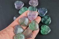 1 Pc Fluorite Heart Hearts Healing Stone - Size approximately 30x30mm / 1" x 1" - Natural Gemstone Hearts