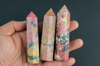 1 Pc Natural Cherry Rhodonite Quartz Obelisk Tower Point wand healing crystal