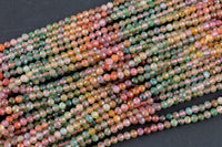 Natural Multicolor Watermelon Pink Blue Green Tourmaline Micro Faceted 3mm Round Gemstone Beads 15.5" Strand