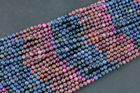 Natural Multicolor Ruby Sapphire Micro Faceted 4mm Round Gemstone Beads 15.5" Strand