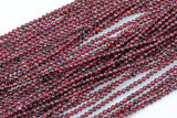 Natural Garnet Faceted 3mm Round Beads Micro Faceted Tiny Small Round Beads Diamond Cut Gemstone 15.5" Strand