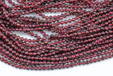 Natural Garnet Faceted 3mm Round Beads Micro Faceted Tiny Small Round Beads Diamond Cut Gemstone 15.5" Strand