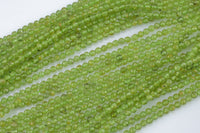 Natural Beautiful TINY 3mm SHARP CUT Peridot semi-round / roundel Gemstone Beads