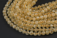 Natural CITRINE Round 6mm, 8mm, 10mm- Full Strand 15.5 Inches Long A Quality Smooth Gemstone Beads
