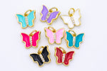 4 pcs Dainty Enamel Charm Butterfly Gold 14k Gold Charm- 12mm