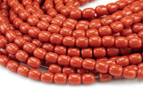 8x10mm Crystal Barrel -2 or 5 or 10 STRANDS- 16 Inch Strand- Coral Orange