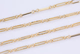 18k Gold Large Figaro Chain 4x14mm by the yard