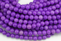 Purple - JADE Smooth Round- 6mm 8mm 10mm 12mm-Full Strand 15.5 inch Strand AAA Quality