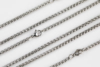 22" Stainless Steel Rolo box chain necklace - Mens Jewelry- Standard Mens Length- 3mm