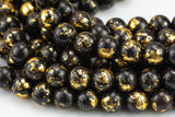 Natural 10mm Gold Layered wood Beads- 8 inches- 22 Pieces AAA Quality Gemstone Beads