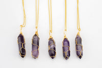 Amethyst Handwrapped in USA Healing Crystal Chakra Stone Carnelian Necklace Carnelian Jewelry Pre-charged