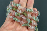 Labradorite and Strawberry Quartz Bracelet Stretchy String Bracelet Natural Gemstone Chips Bracelets Pre-charged Handmade Jewelry Bracelet
